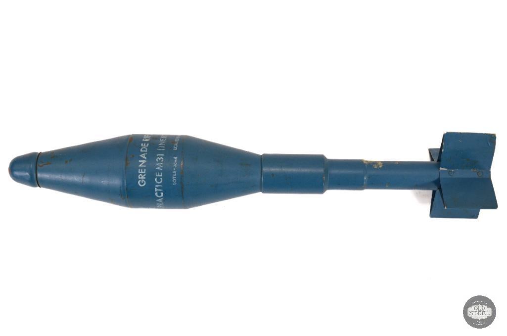 U.S. M31 HEAT Rifle Training Grenade - INERT: U.S. M31 HEAT Rifle Training Grenade - INERT THIS ITEM IS AS PICTURED WITH NO FURTHER ATTACHMENTS. ALL SALES ARE FINAL. PLEASE REFER TO THE AUCTION DE