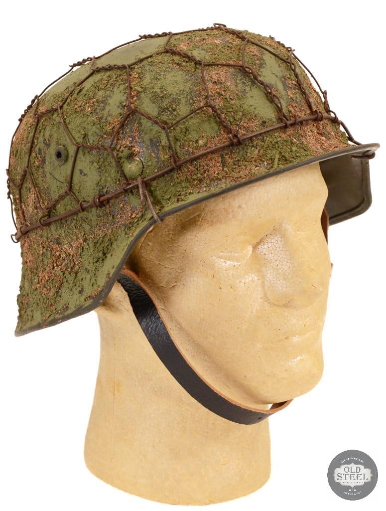 German M40 Helmet with Chicken Wire WWII (1 of 6)