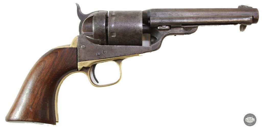 Unmarked Possible Colt 1851 Cartridge Converted Revolver 32 Caliber Antique: Here we have a cartridge converted 1851 Navy revolver with a 32 caliber bore. No markings (address, maker, cylinder scene) remain but the serial does match Colt's archives for an 1851 Navy from 1862.
