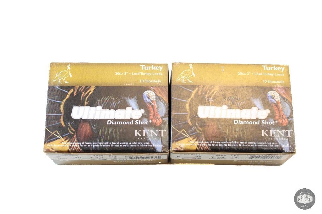 2 Boxes Kent Ultimate Diamond Shot 20 GA 3" Turkey Load 20 Rds. (1 of 2)