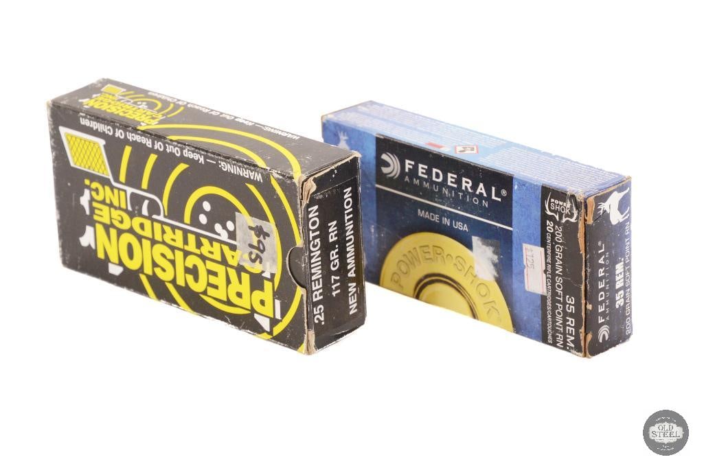 Box of Federal 35 REM 200gr Ammo - 20rds & Box of Precision Cartridge 25 REM 117gr Ammo - 20rds (1 of 1)