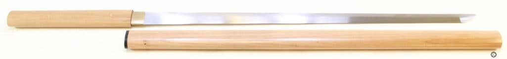 Straight Blade Katana Sword and Scabbard: Simple straight blade katana sword with scabbard. New production, great for display. THIS ITEM IS AS PICTURED WITH NO FURTHER ATTACHMENTS. ALL S