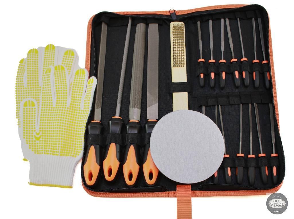 Like New Set of Hand Files With Gloves & Case: Like New Set of Hand Files With Gloves & Case. THIS ITEM IS AS PICTURED WITH NO FURTHER ATTACHMENTS. ALL SALES ARE FINAL. PLEASE REFER TO THE AUCTION DESCRIPTION,