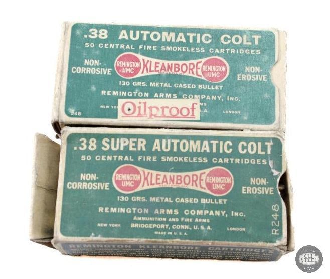 2 Boxes of Vintage Remington U.M.C. Kleanbore 38 Super Automatic 38 Auto Colt 100 Rds. (1 of 1)