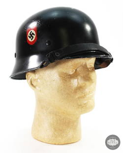 WWII German M34 Fire Police Helmet: WWII German M34 Fire Police Helmet Double Decal Leather liner and strap THIS ITEM IS AS PICTURED WITH NO FURTHER ATTACHMENTS. ALL SALES ARE FINAL. PLEASE REFER TO THE AUCTION