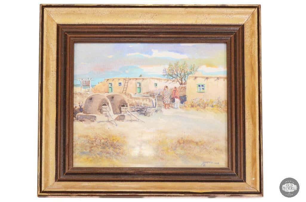 Shirpoyo Pueblo Watercolor Painting (1 of 1)