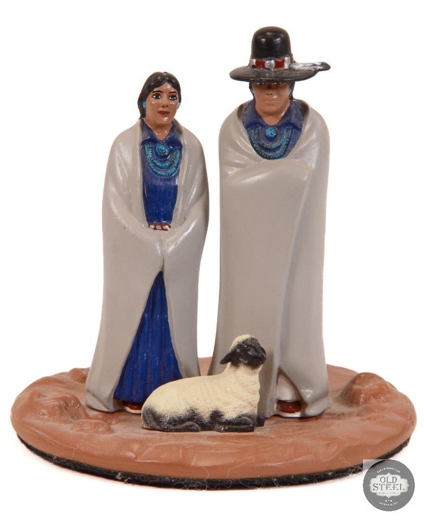 Navajo Couple with Lamb Ceramic Display (1 of 2)