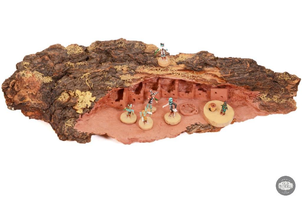 Authentic Hopi Indian Diorama Carving with Miniature Kachina Dolls (1 of 1)