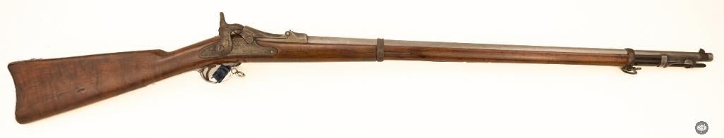 Springfield Trapdoor Model 1873 Mfg 1884 Antique - Repair - Rod Bayonet: A Model 1873 Trapdoor Springfield rifle in 45-70. Has a 1863 side plate. Hammer does not seem to engage with the trigger so it does not cock and is in need of a fix. The bore shows a couple rough spot