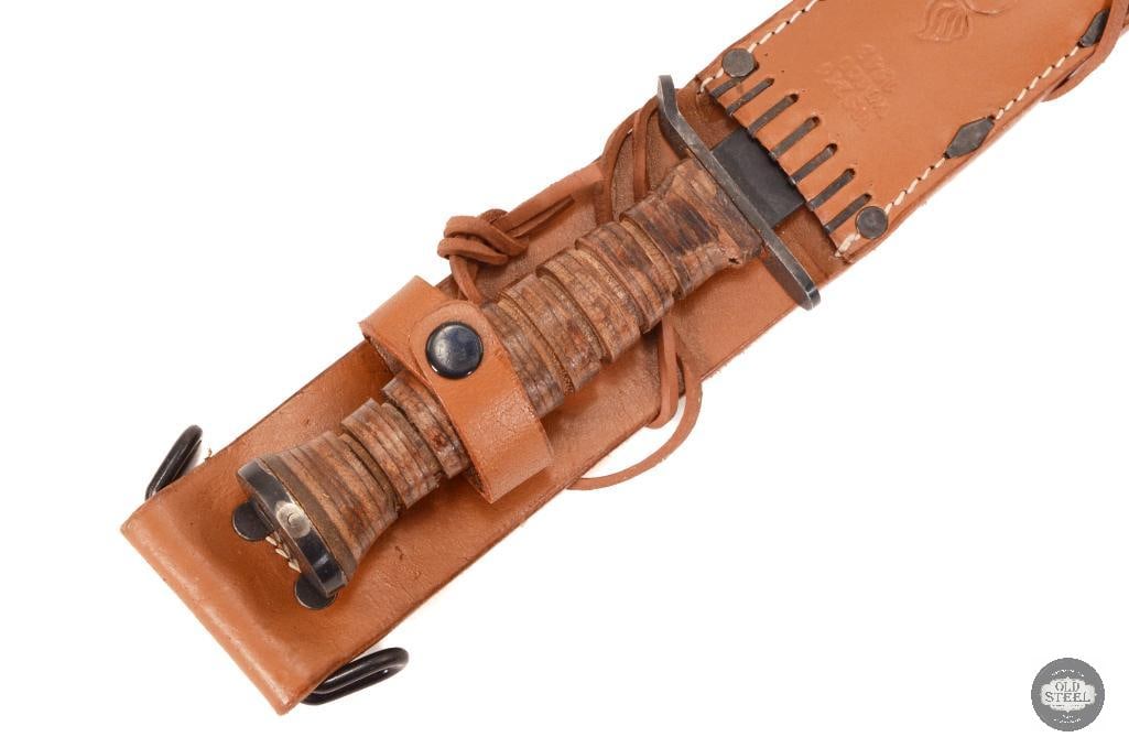 M3 Style Fighting Knife with M6 Style Leather Scabbard (1 of 4)