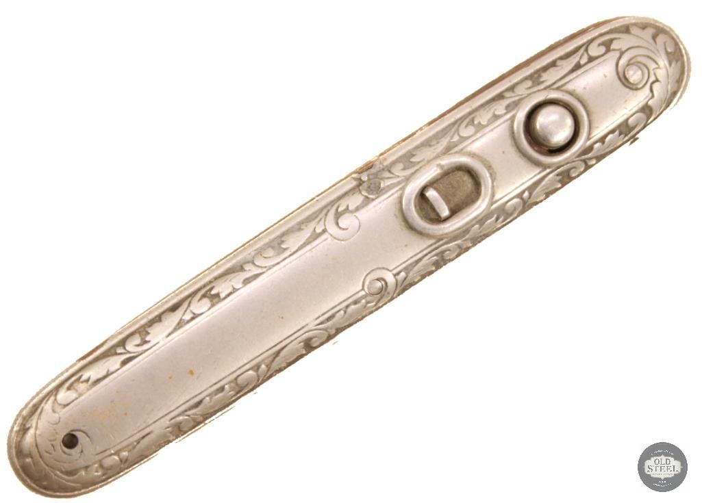 Antique Silver Schrade Dual Bladed Folding Knife (1 of 2)