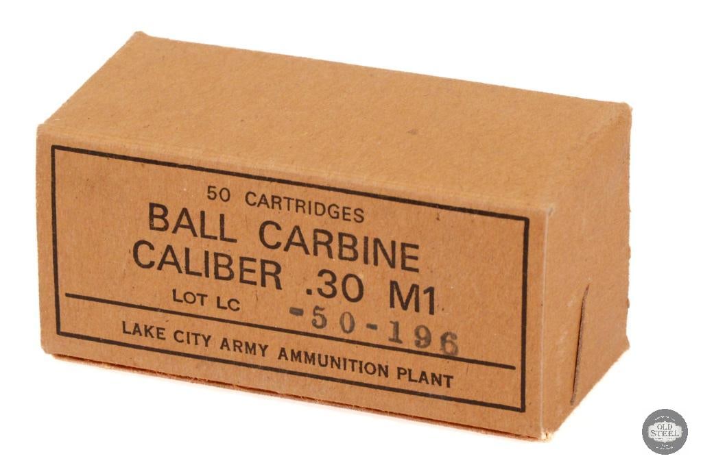 Box of Surplus Lake City M1 30 Carbine Ammunition - 50rds: Box of Surplus Lake City M1 30 Carbine Ammunition - 50rds THIS ITEM IS AS PICTURED WITH NO FURTHER ATTACHMENTS. ALL SALES ARE FINAL. PLEASE REFER TO T