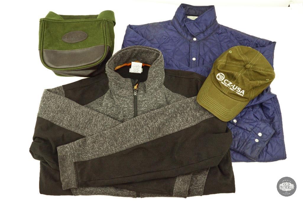 NRA Jacket Shell XL, Criquet Blue Jacket L, CZ Ballcap, Callen Shotgun Ammo Dump Pouch: NRA Jacket Shell XL, Criquet Blue Jacket L, CZ Ballcap, Callen Shotgun Ammo Dump Pouch THIS ITEM IS AS PICTURED WITH NO FURTHER ATTACHMENTS. ALL SALES