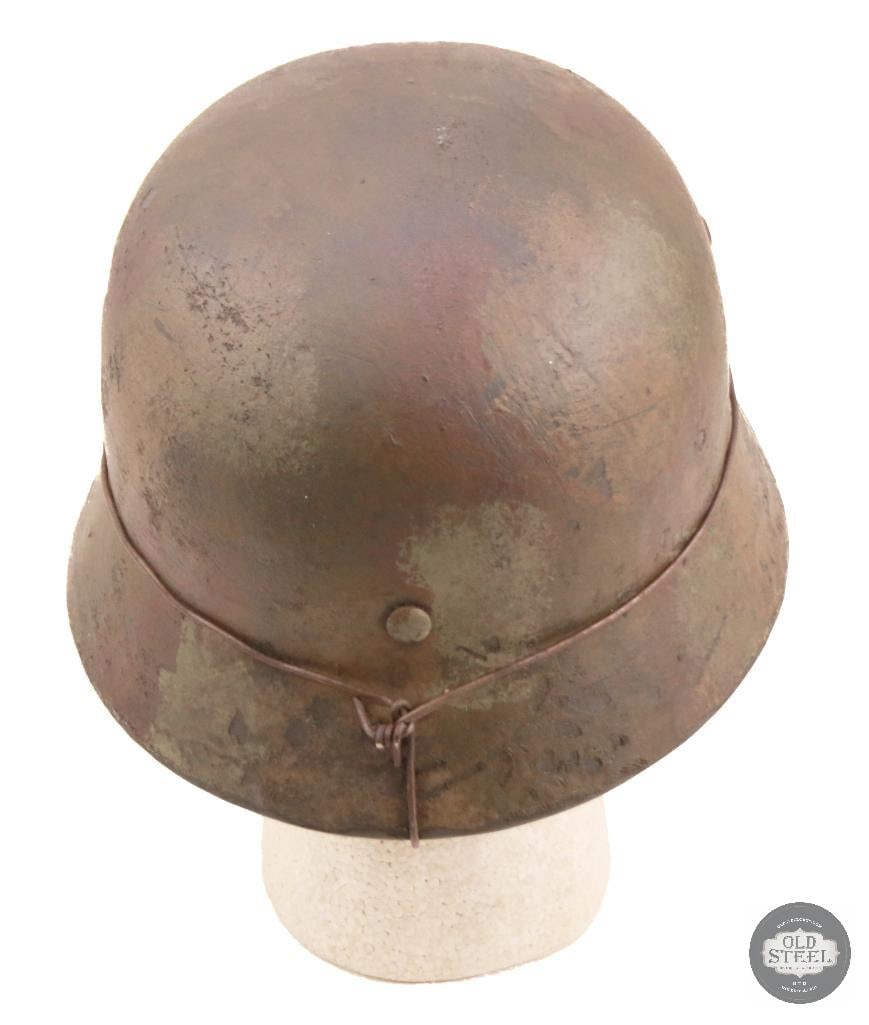 M40 German WWII Stahlhelm With Wire & Camo Paint - 3