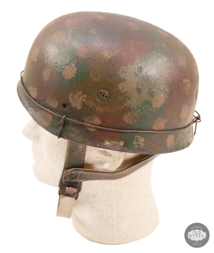 M38 Fallschirmjager German WWII Paratrooper Helmet With Wire and Camo Paint - 4
