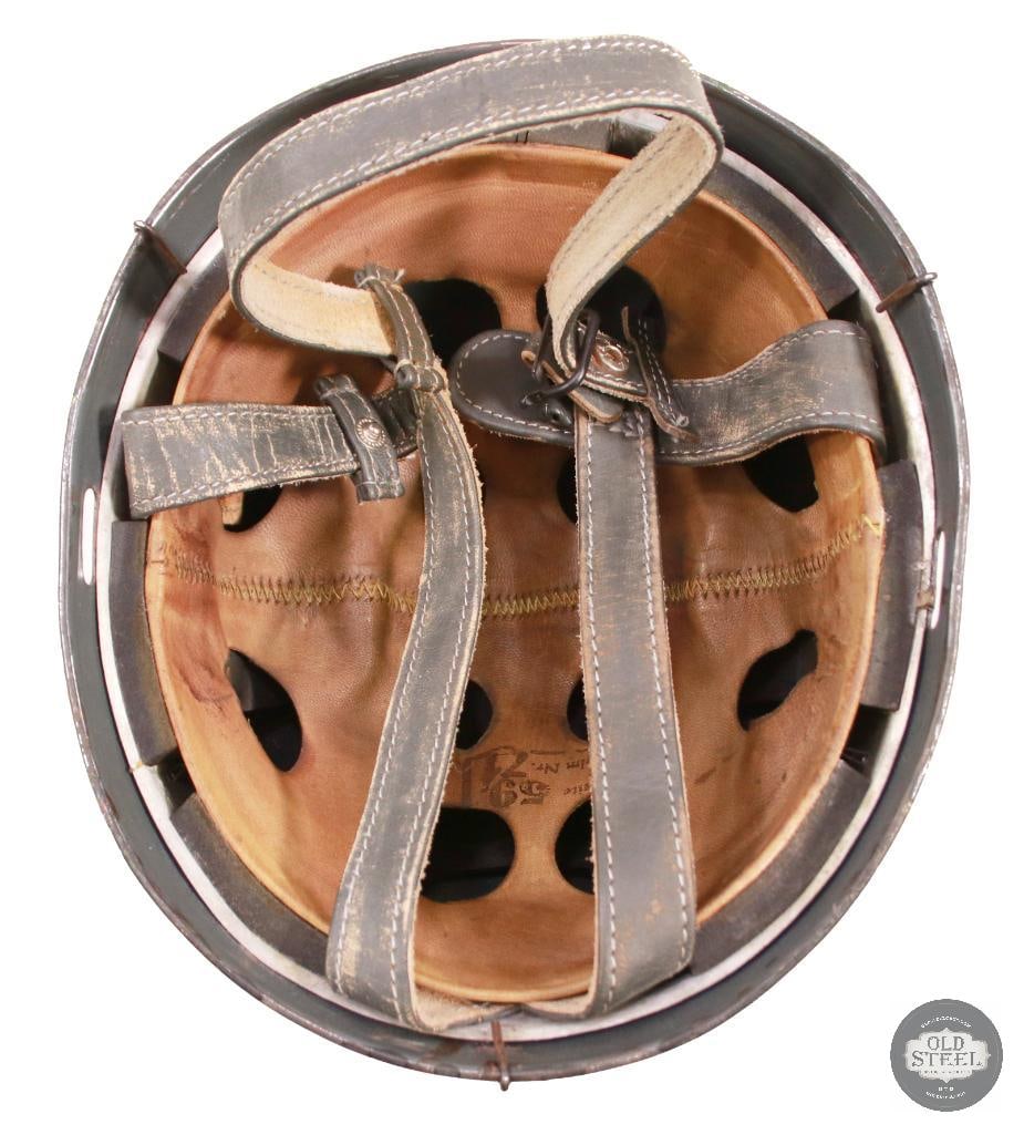 M38 Fallschirmjager German WWII Paratrooper Helmet With Wire and Camo Paint - 7