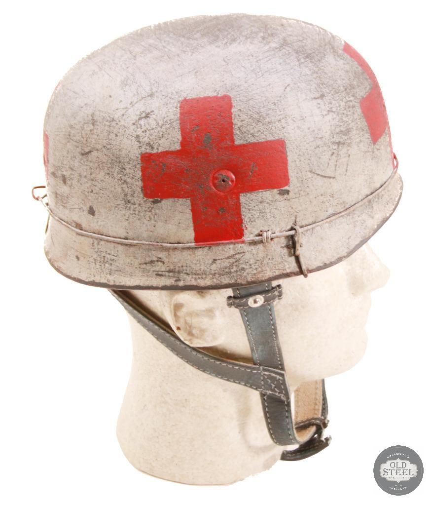 M38 Fallschirmjager German WWII Paratrooper Helmet With Wire and Medic Camo Paint - 2