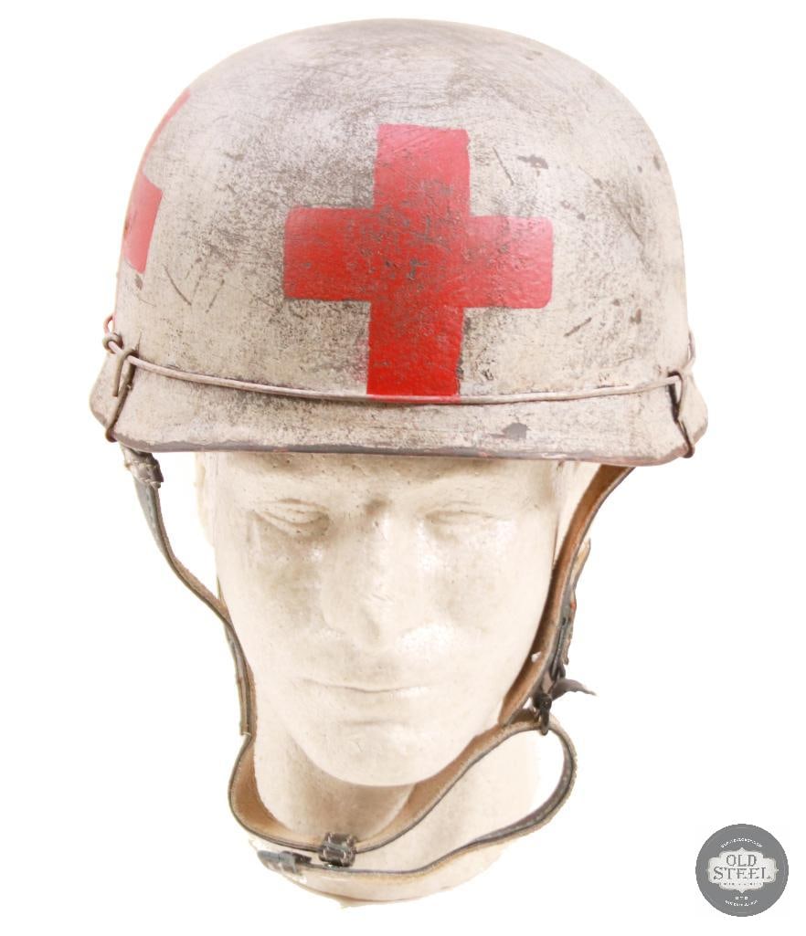 M38 Fallschirmjager German WWII Paratrooper Helmet With Wire and Medic Camo Paint - 5