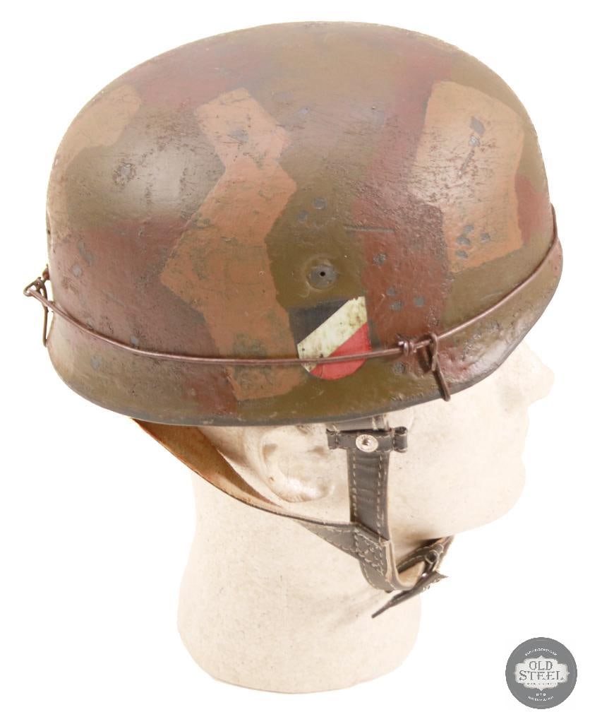 M38 WWII German Fallschirmjager Paratrooper Helmet With Wire and Camo Paint - 2