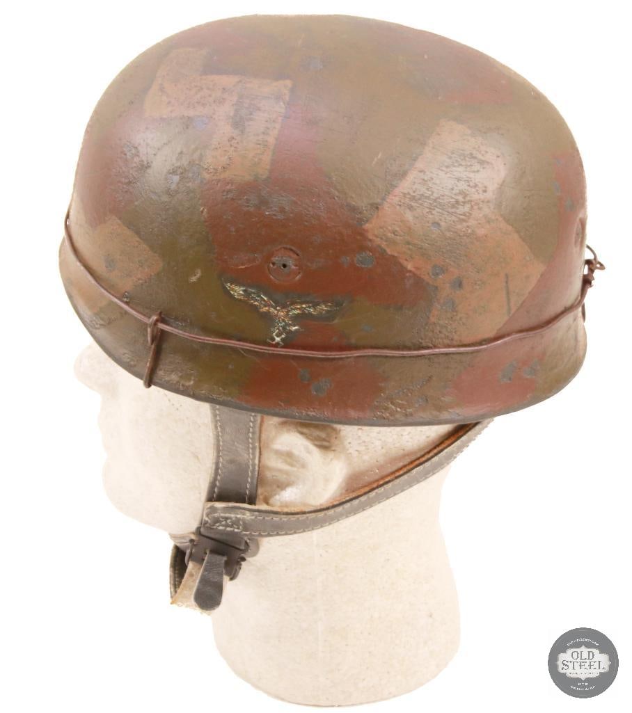 M38 WWII German Fallschirmjager Paratrooper Helmet With Wire and Camo Paint - 4