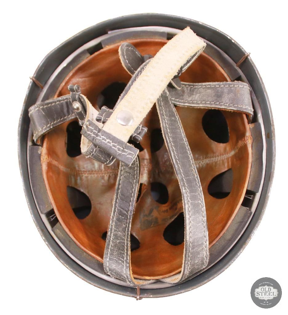 M38 WWII German Fallschirmjager Paratrooper Helmet With Wire and Camo Paint - 7