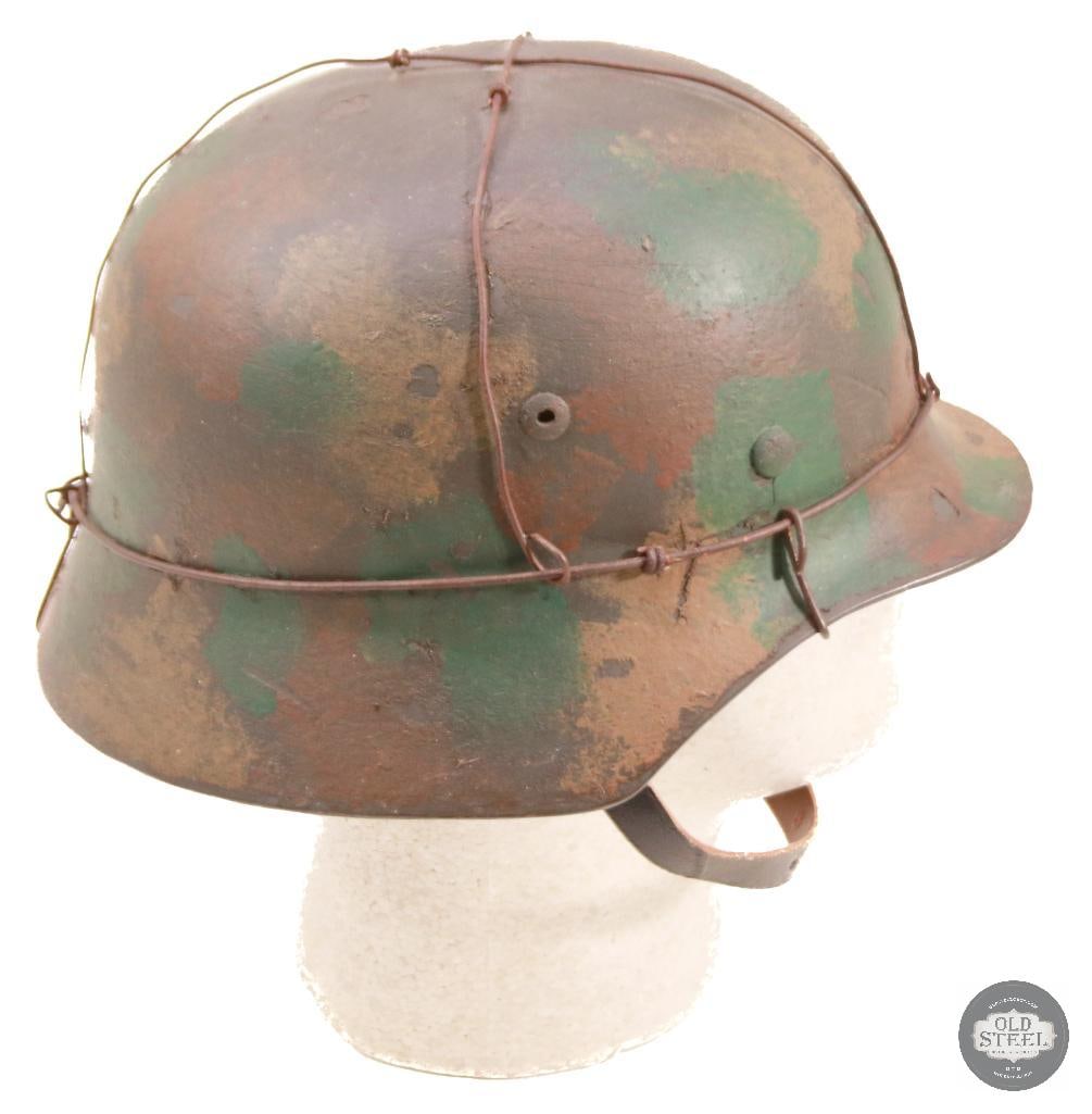 M40 German WWII Stahlhelm With Wire & Camo Paint - 2