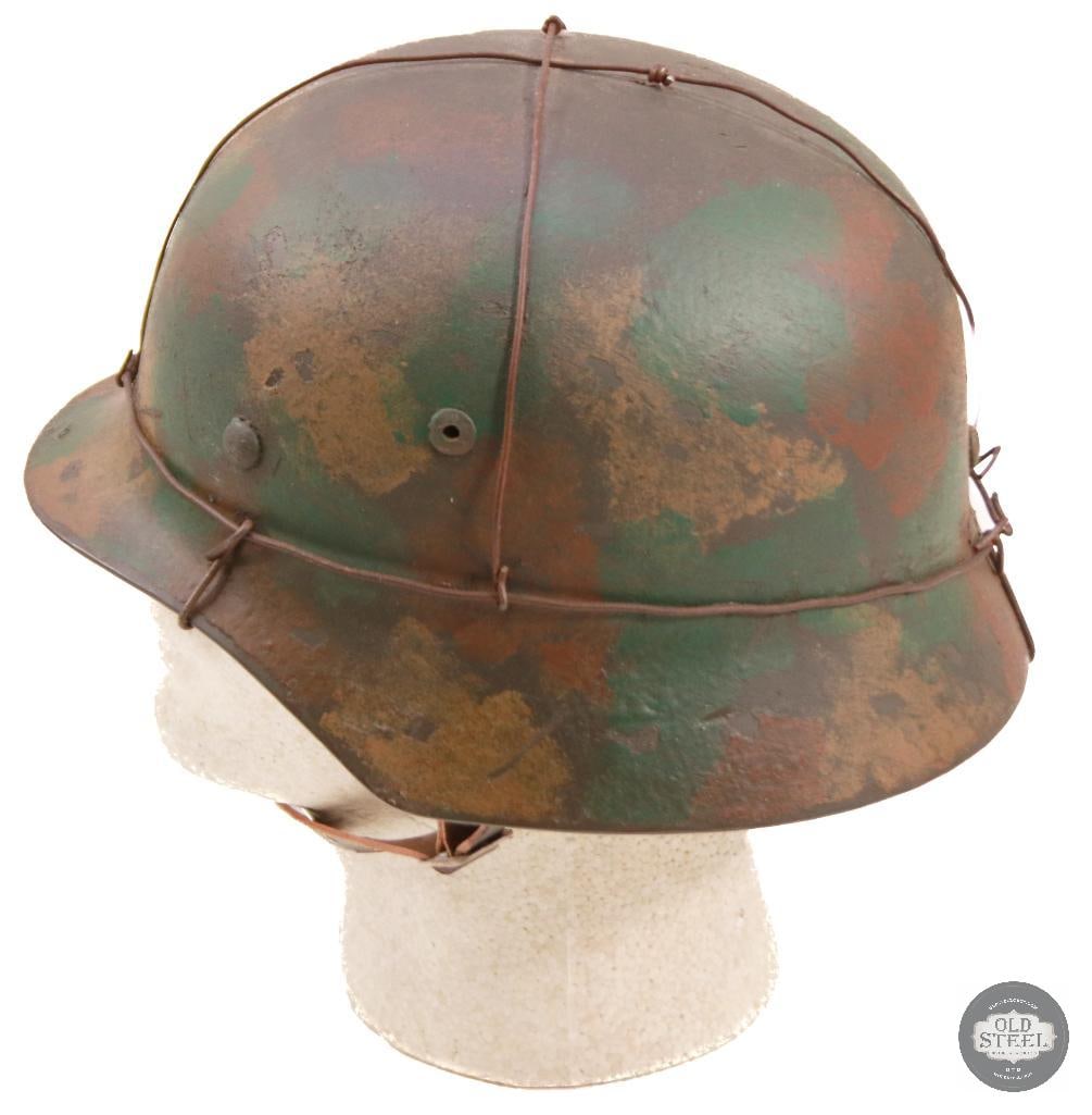 M40 German WWII Stahlhelm With Wire & Camo Paint - 4