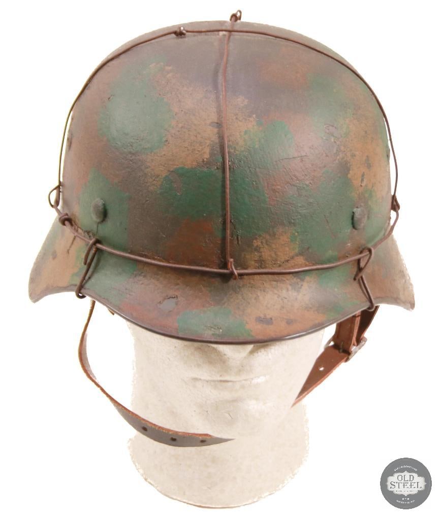 M40 German WWII Stahlhelm With Wire & Camo Paint - 5