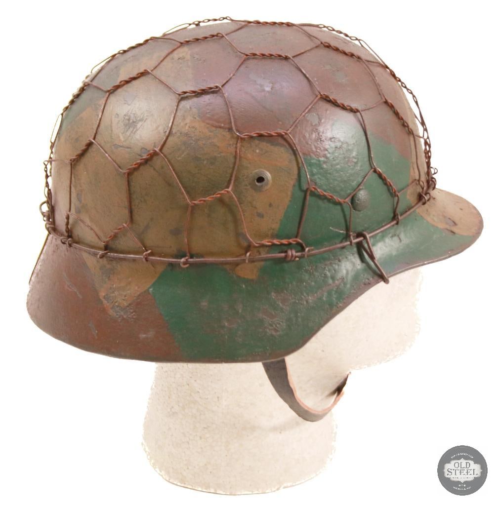 M40 German WWII Stahlhelm With Chicken Wire & Camo Paint - 3