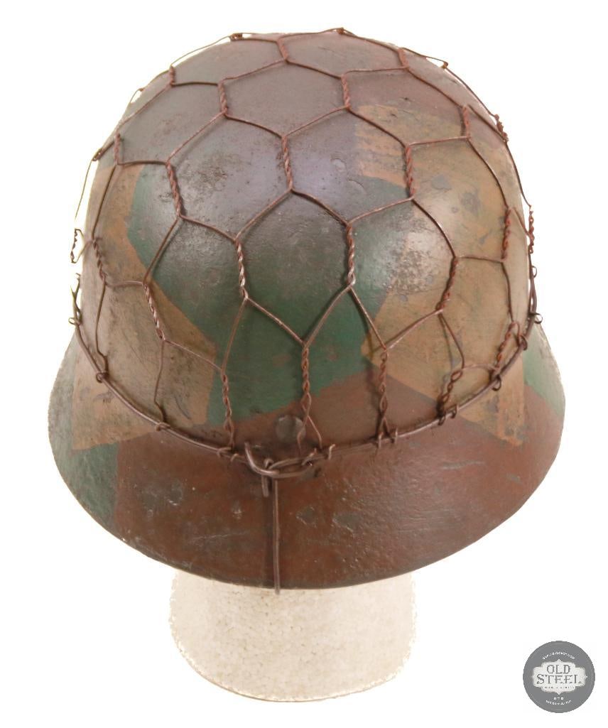 M40 German WWII Stahlhelm With Chicken Wire & Camo Paint - 4