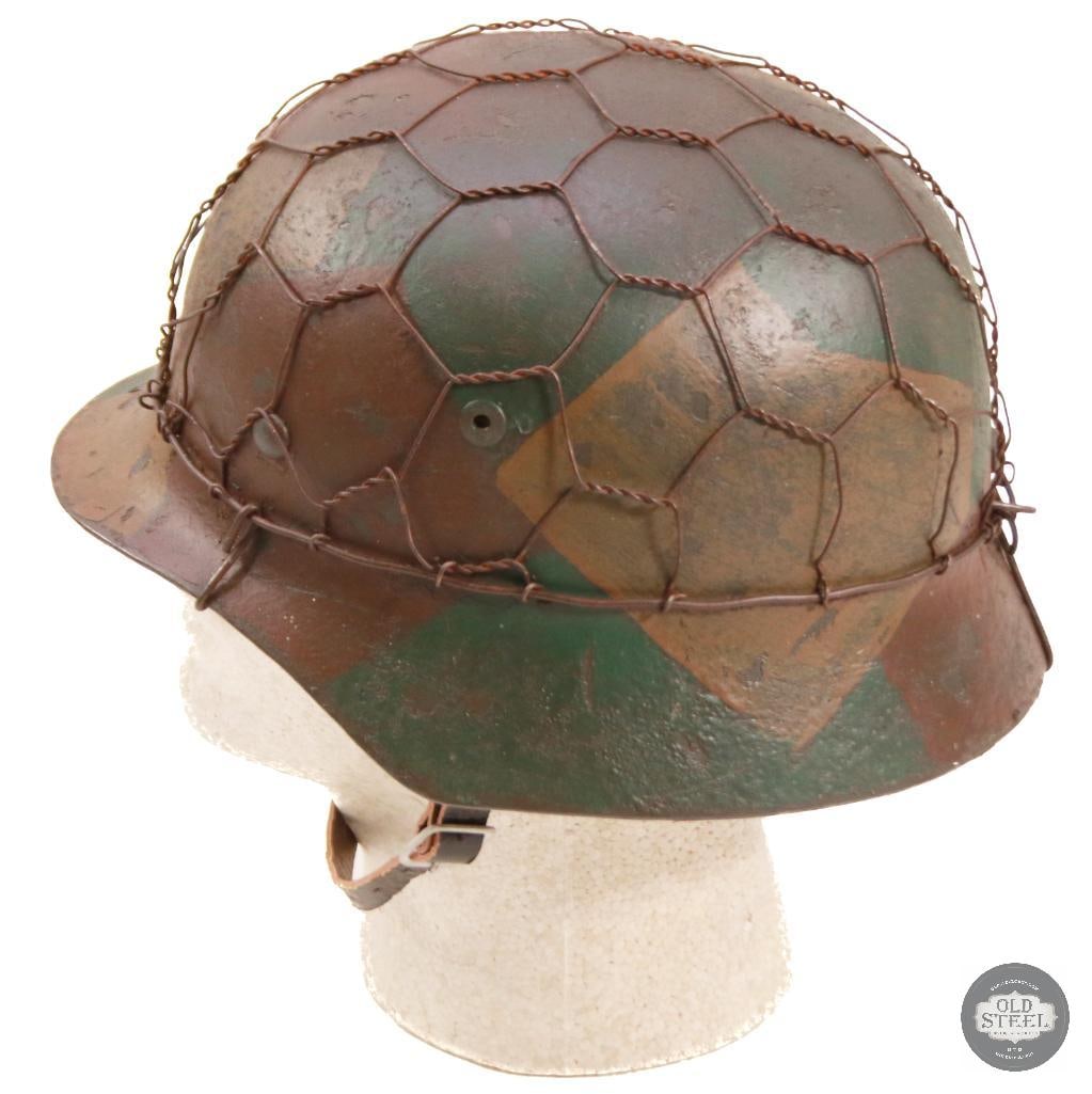 M40 German WWII Stahlhelm With Chicken Wire & Camo Paint - 5