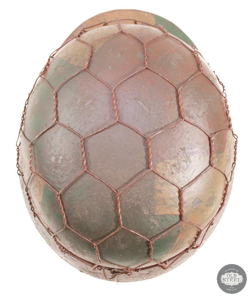 M40 German WWII Stahlhelm With Chicken Wire & Camo Paint - 7