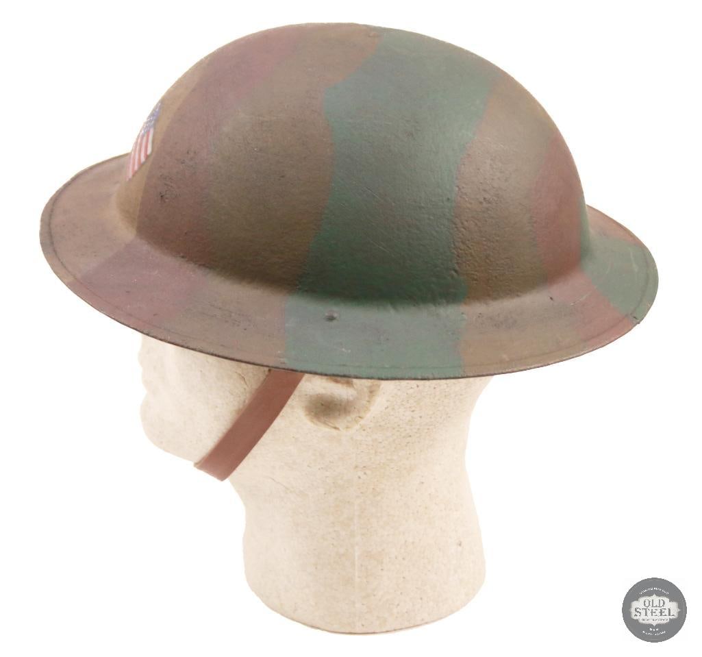 M1917 US WWI Doughboy Helmet with Camouflage and Flag Paint - 4
