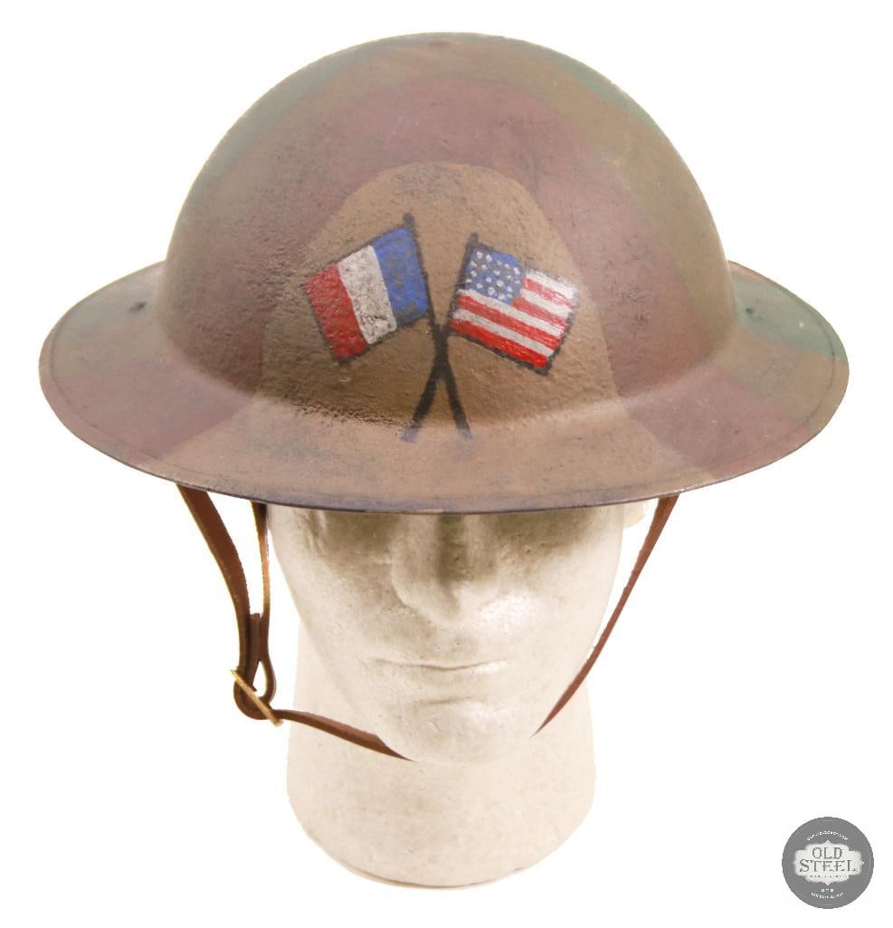 M1917 US WWI Doughboy Helmet with Camouflage and Flag Paint - 5
