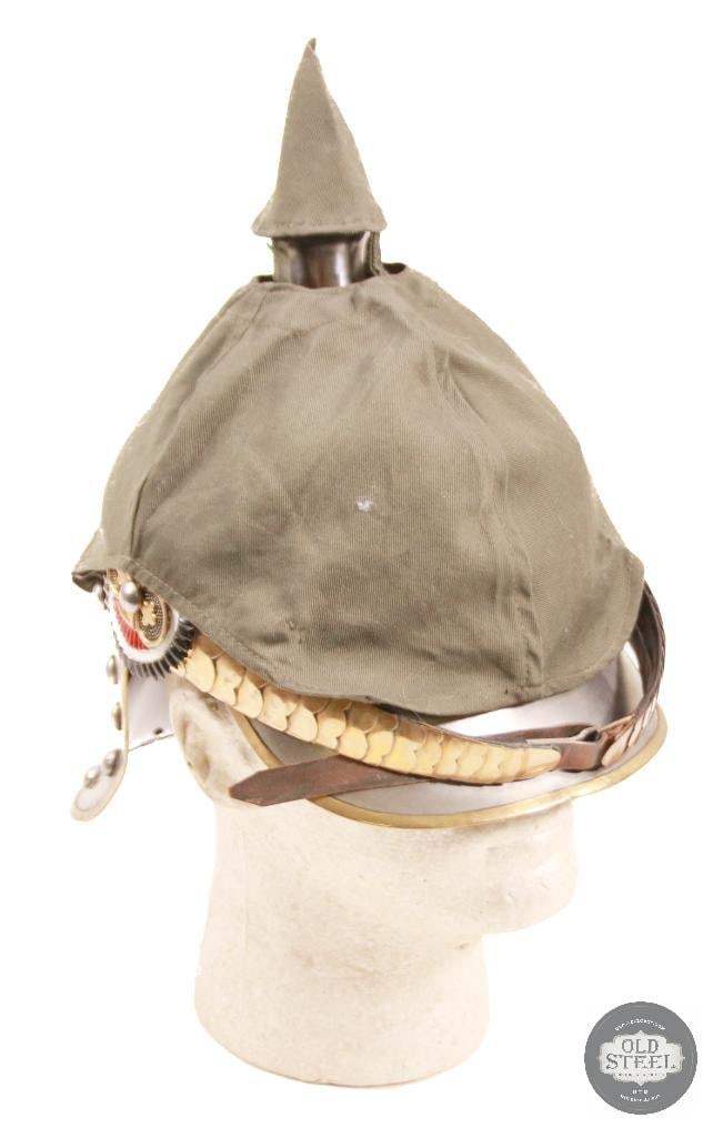 Prussian Pickelhaube Steel Helmet With Green Cover & Insignia - 2