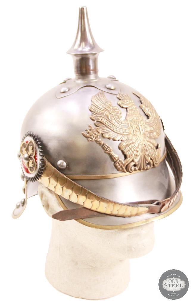Prussian Pickelhaube Steel Helmet With Green Cover & Insignia - 3