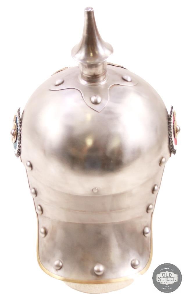 Prussian Pickelhaube Steel Helmet With Green Cover & Insignia - 5