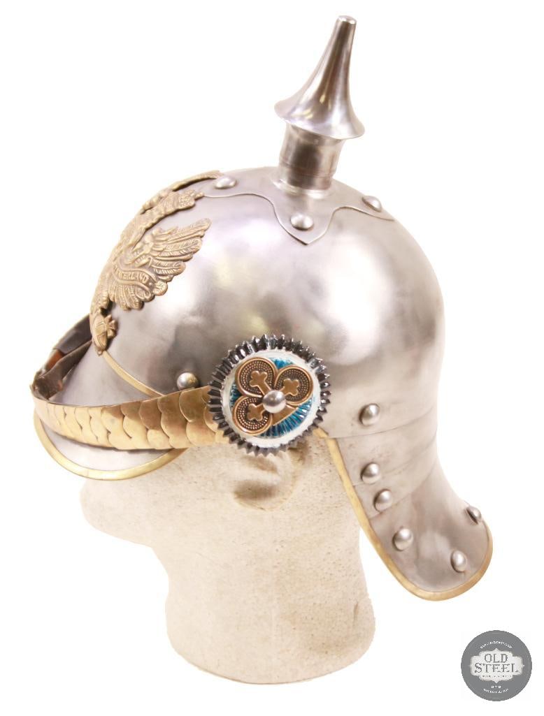 Prussian Pickelhaube Steel Helmet With Green Cover & Insignia - 6