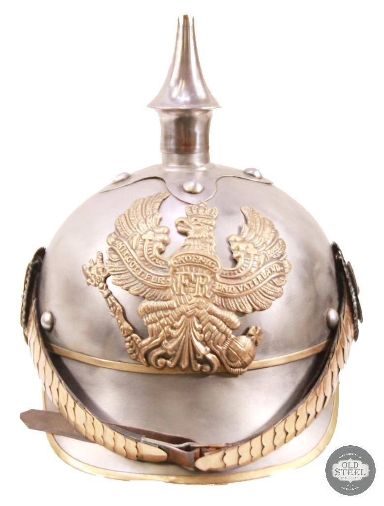Prussian Pickelhaube Steel Helmet With Green Cover & Insignia - 7
