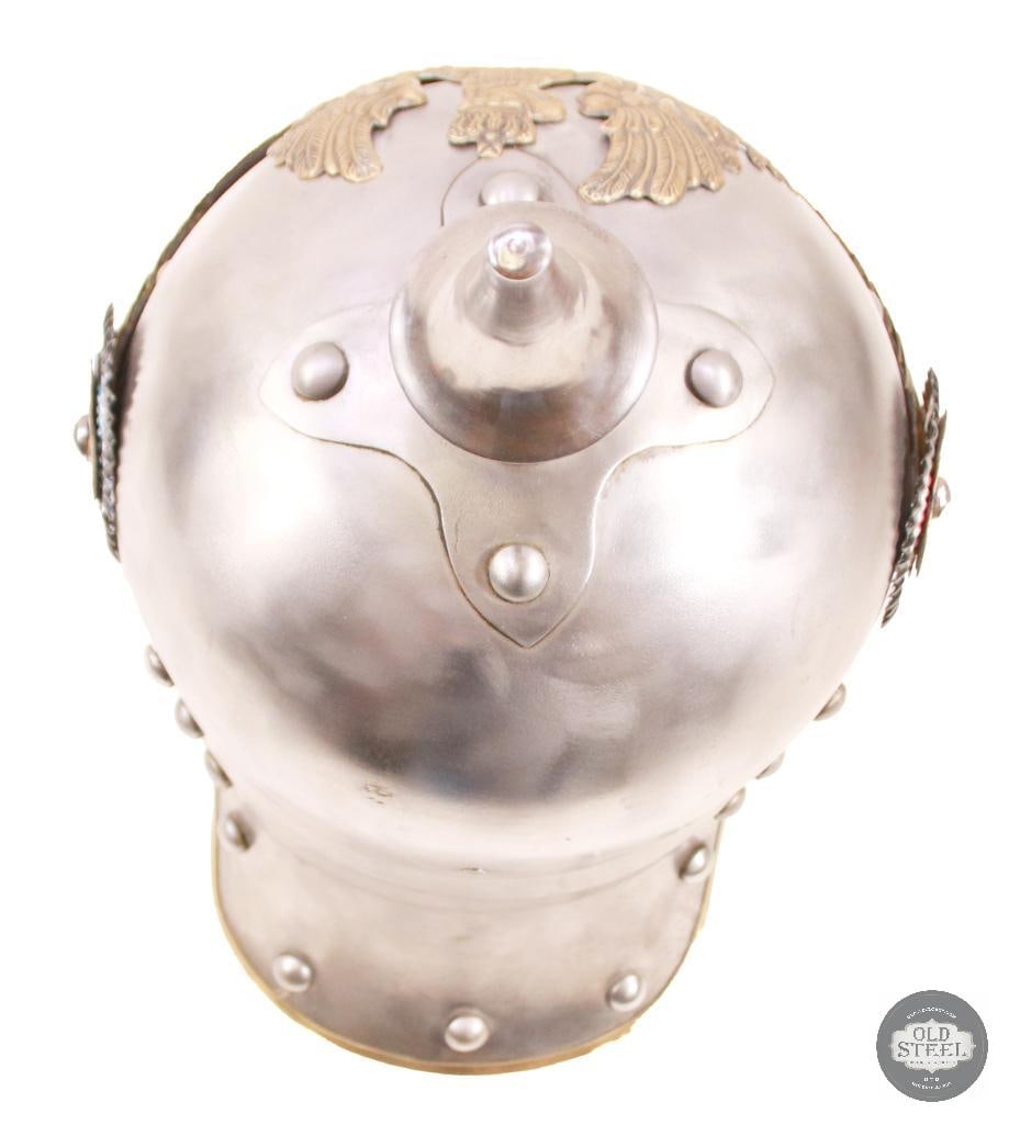 Prussian Pickelhaube Steel Helmet With Green Cover & Insignia - 8