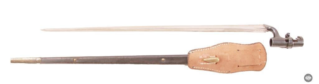 1876 Martini Henry Long Tri Blade Bayonet With Scabbard & Frog - 3