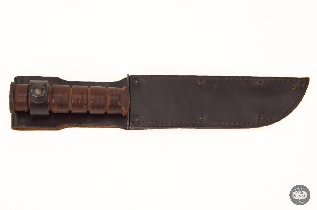 Japan Marked Kabar Syle Knife with leather sheath (1 of 4)