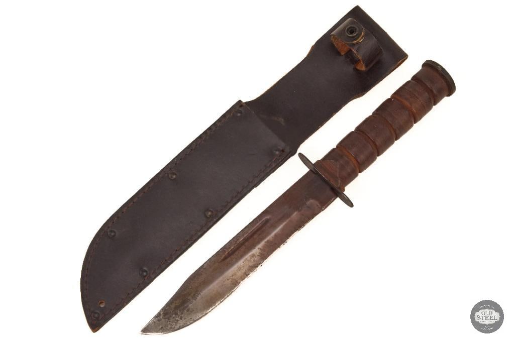 Japan Marked Kabar Syle Knife with leather sheath - 2