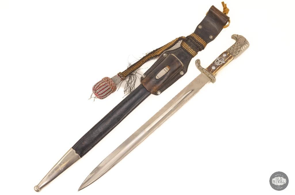 Police Dress Dagger with Sheath and Unit Markings By Alexander Coppel Solingen, WWII German - 2