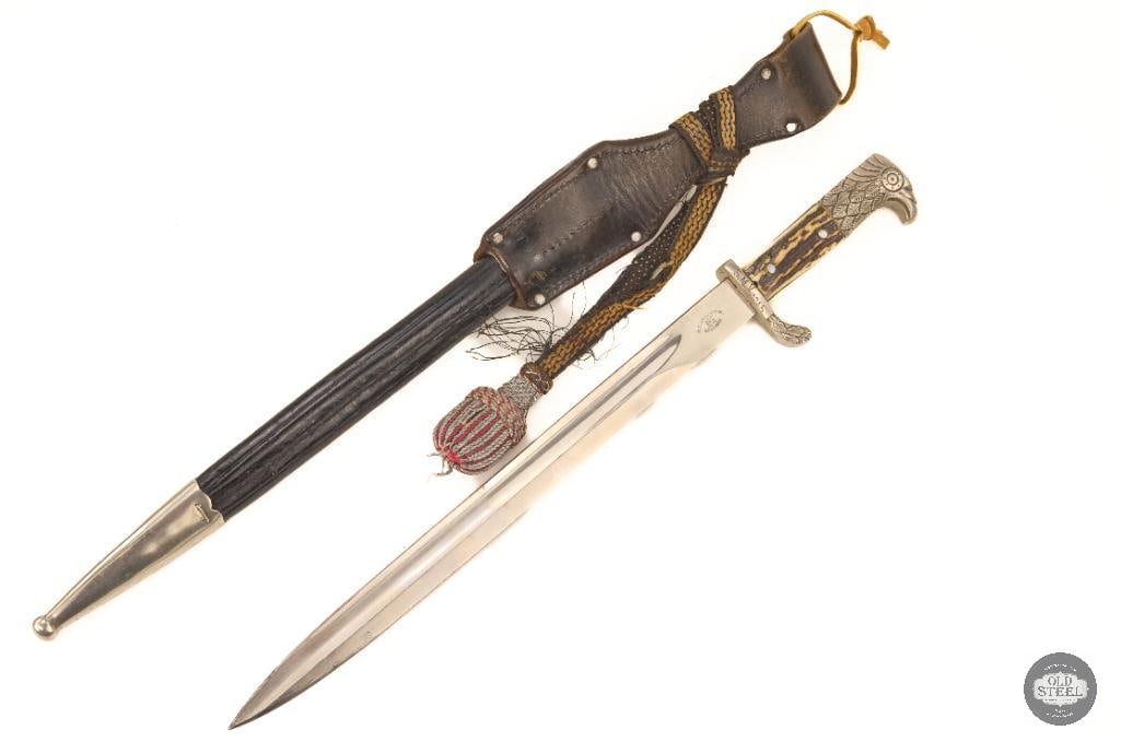 Police Dress Dagger with Sheath and Unit Markings By Alexander Coppel Solingen, WWII German - 3