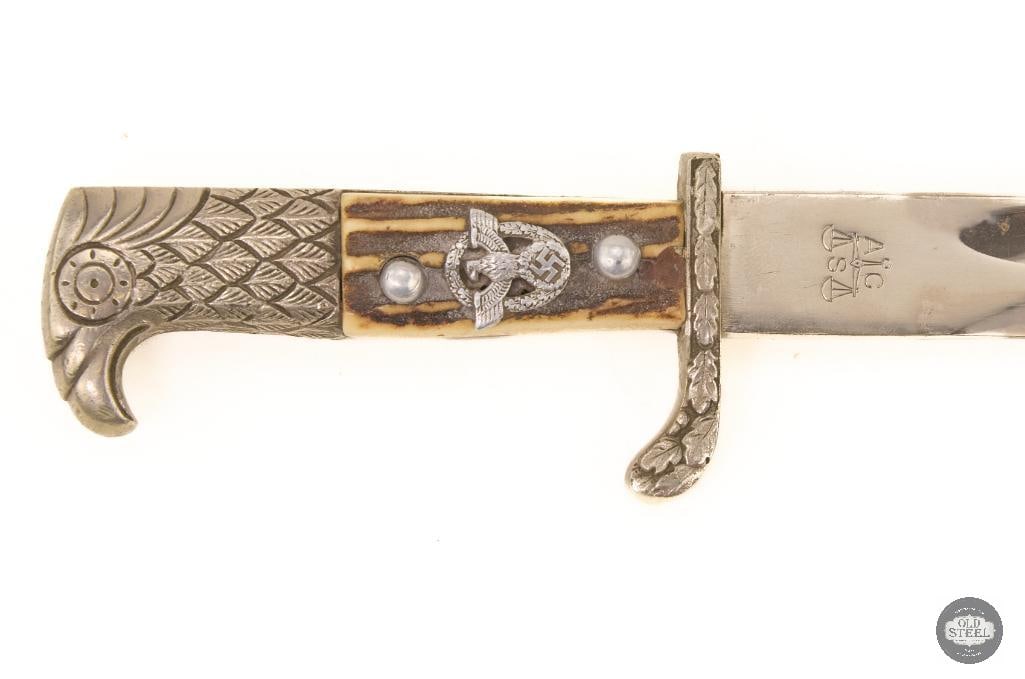 Police Dress Dagger with Sheath and Unit Markings By Alexander Coppel Solingen, WWII German - 5