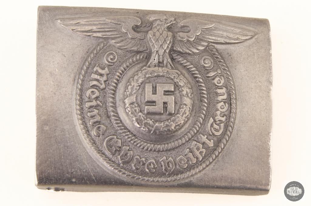 Waffen-SS NCO/EM's Belt Buckle: Waffen-SS NCO/EM's belt buckle, made of aluminum. RZM 822/37 and SS Siegrunes marked . THIS ITEM IS AS PICTURED WITH NO FURTHER ATTACHMENTS. ALL SALES ARE FINAL. PLEASE REFER TO THE