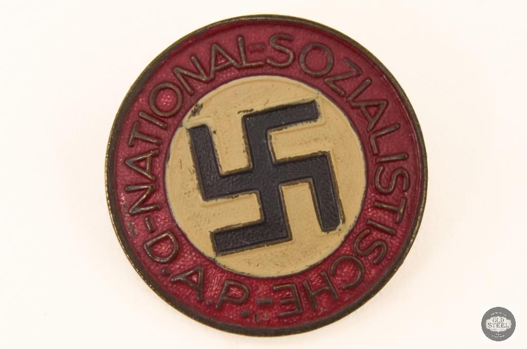 NSDAP Party Badge: RZM 1/148 marked THIS ITEM IS AS PICTURED WITH NO FURTHER ATTACHMENTS. ALL SALES ARE FINAL. PLEASE REFER TO THE AUCTION DESCRIPTION, LOT #1 DESCRIPTION AND TERMS OF SALE BEFORE