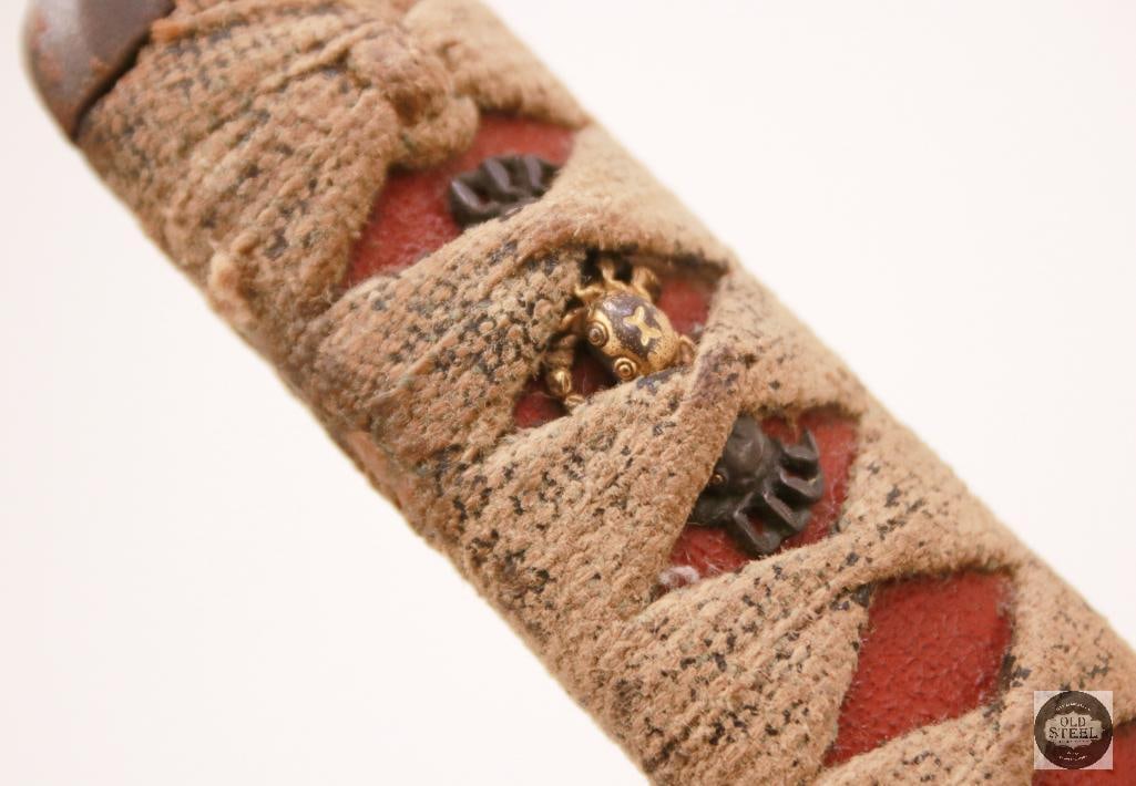 Japanese Short Sword With Crab Medallion and Scabbard - 5