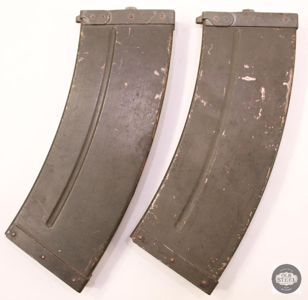 Two Original Green Painted Madsen Machine Gun Magazines - 2